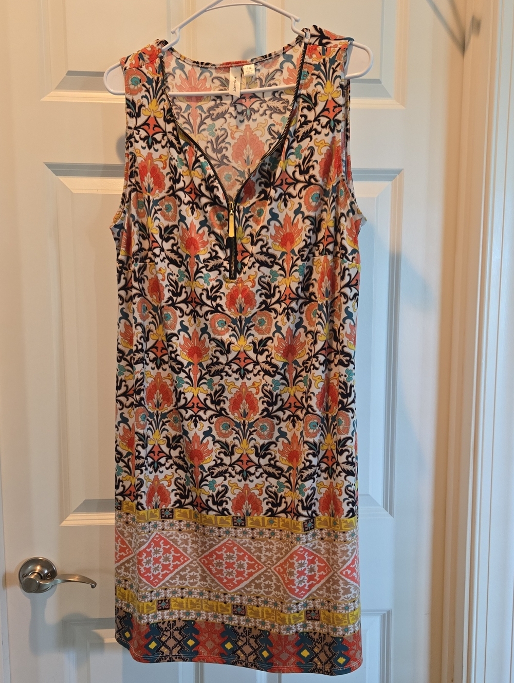 Tacera Floral-Print Shift dress in Coral, Teal, Black & other colors.